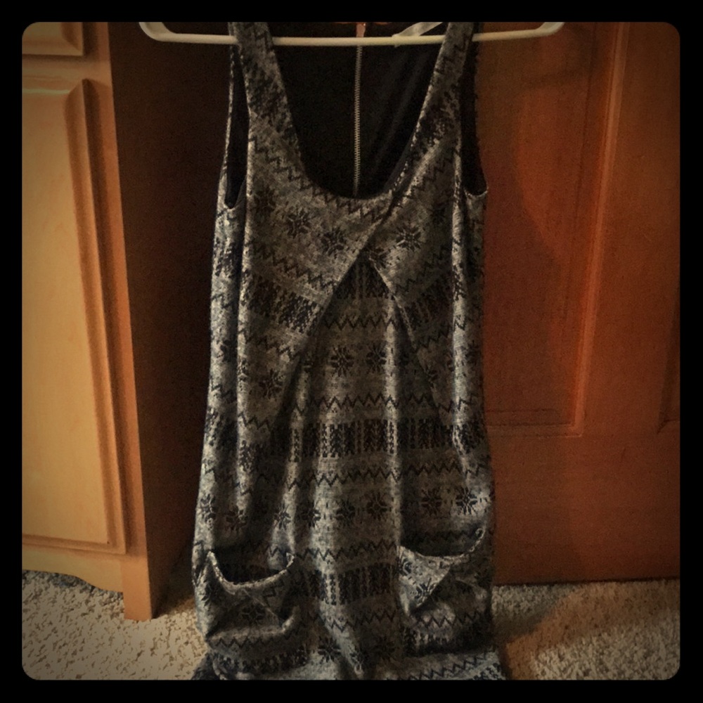 Grey and black sleeveless felt dress